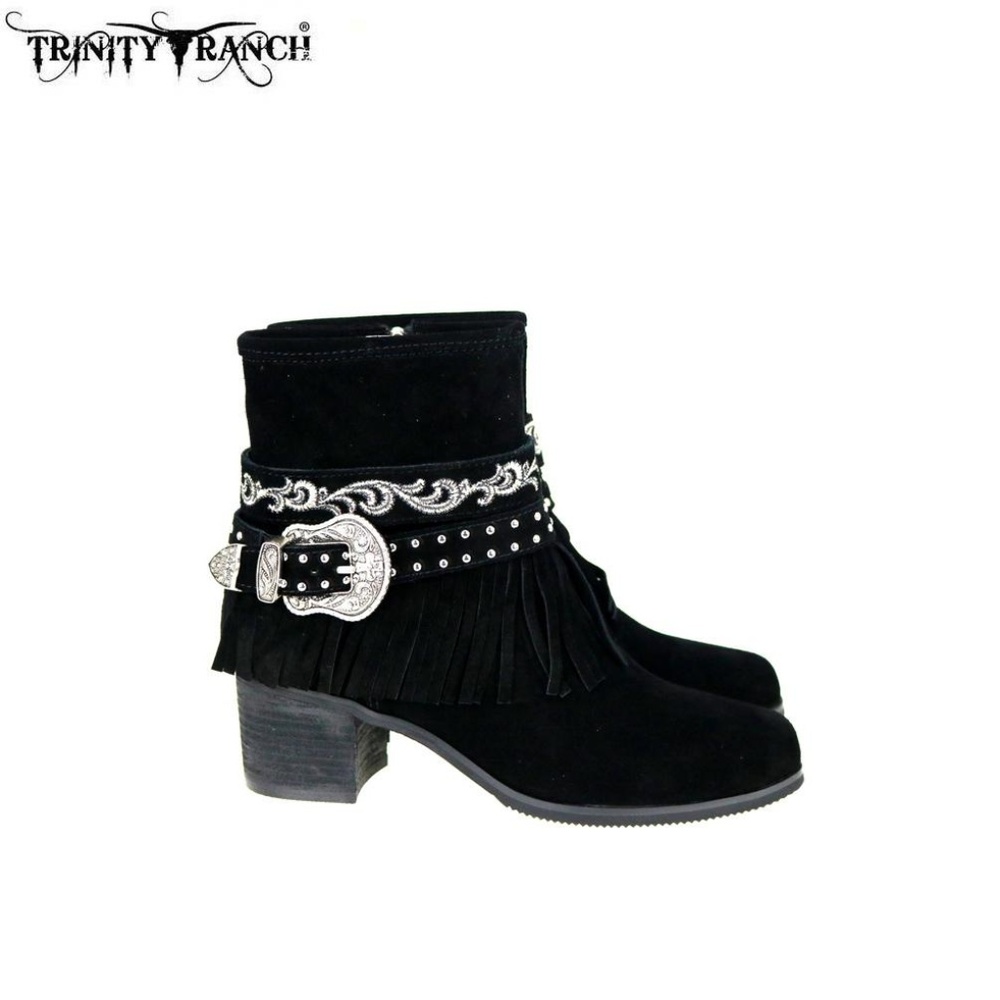 Leather Suede Booties Buckle Collection